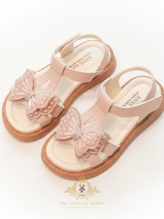The Vintage Teddy Other - NWT Pretty Girls Beaded Butterfly Sandals Children's Shoes Kids Sandals Pink 8.5